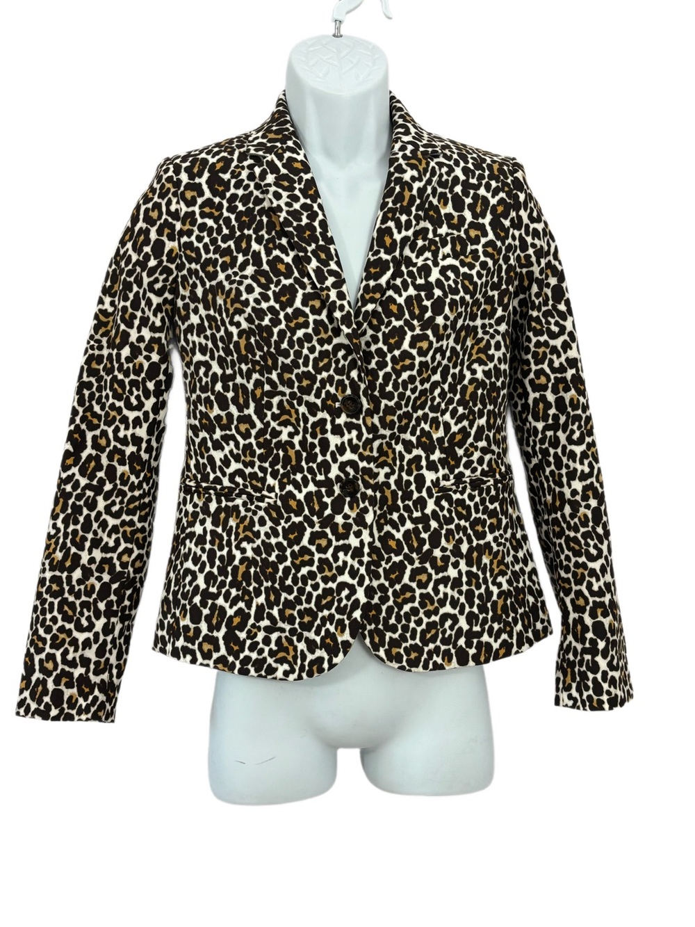 J CREW NWT Brown & Black Leopard Animal Print 2-Button Blazer Jacket Size XS